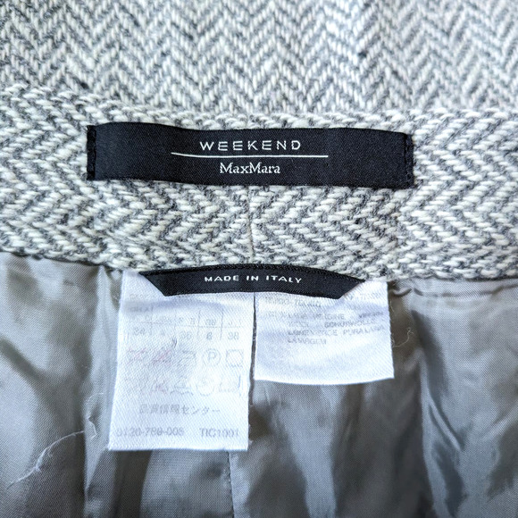 MaxMara Weekend Virgin Wool Gray Herringbone Tweed Pants Size 4 - Picture 6 of 6